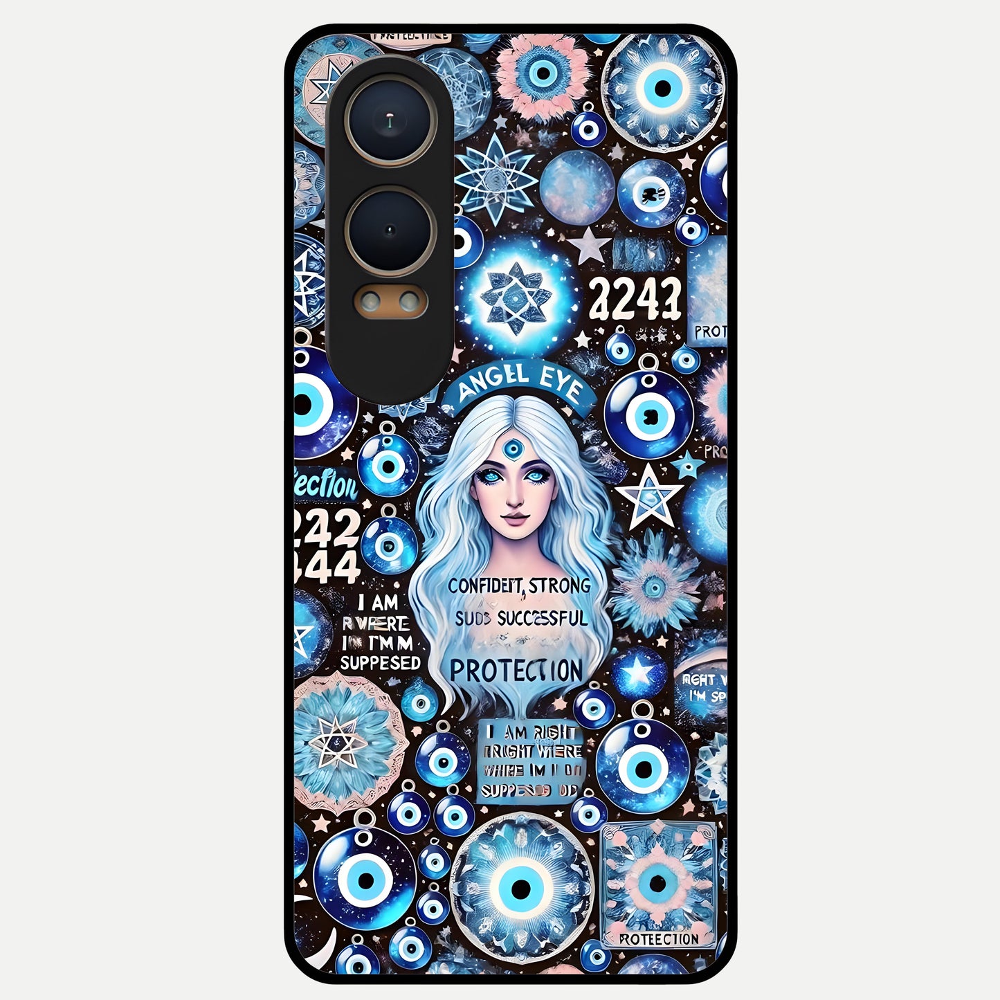  Angel Aura Shield Glass Case For Oneplus Nord CE4 Lite back cover – full design glossy printed glass finish