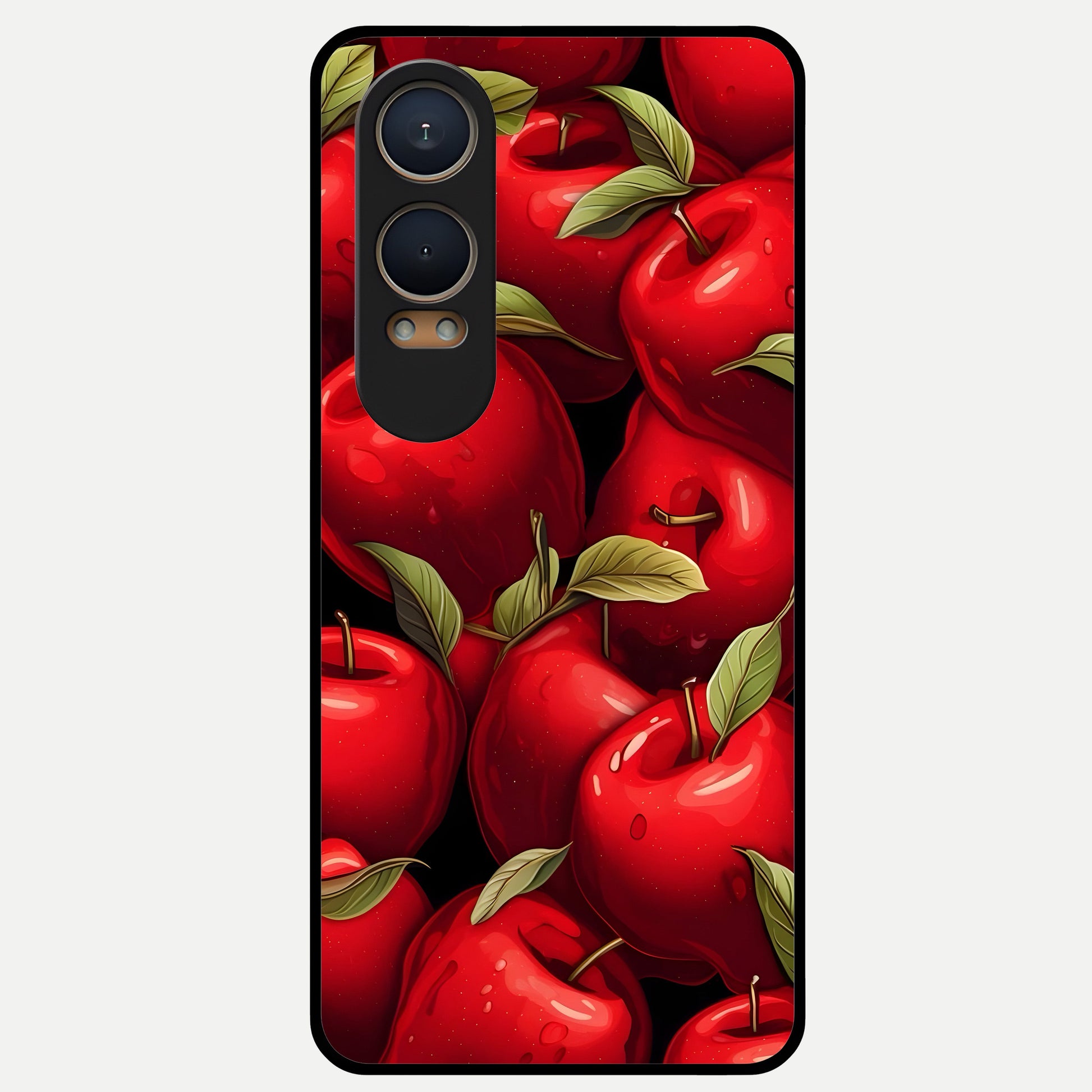  Apple Pattern Glass Case For Oneplus Nord CE4 Lite back cover – full design glossy printed glass finish