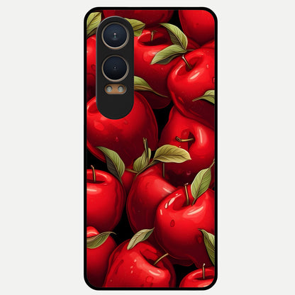  Apple Pattern Glass Case For Oneplus Nord CE4 Lite back cover – full design glossy printed glass finish