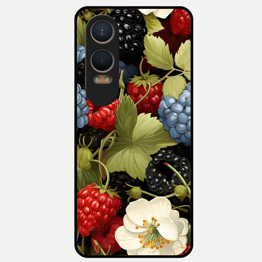  Berry Bloom Charm Glass Case For Oneplus Nord CE4 Lite back cover – full design glossy printed glass finish