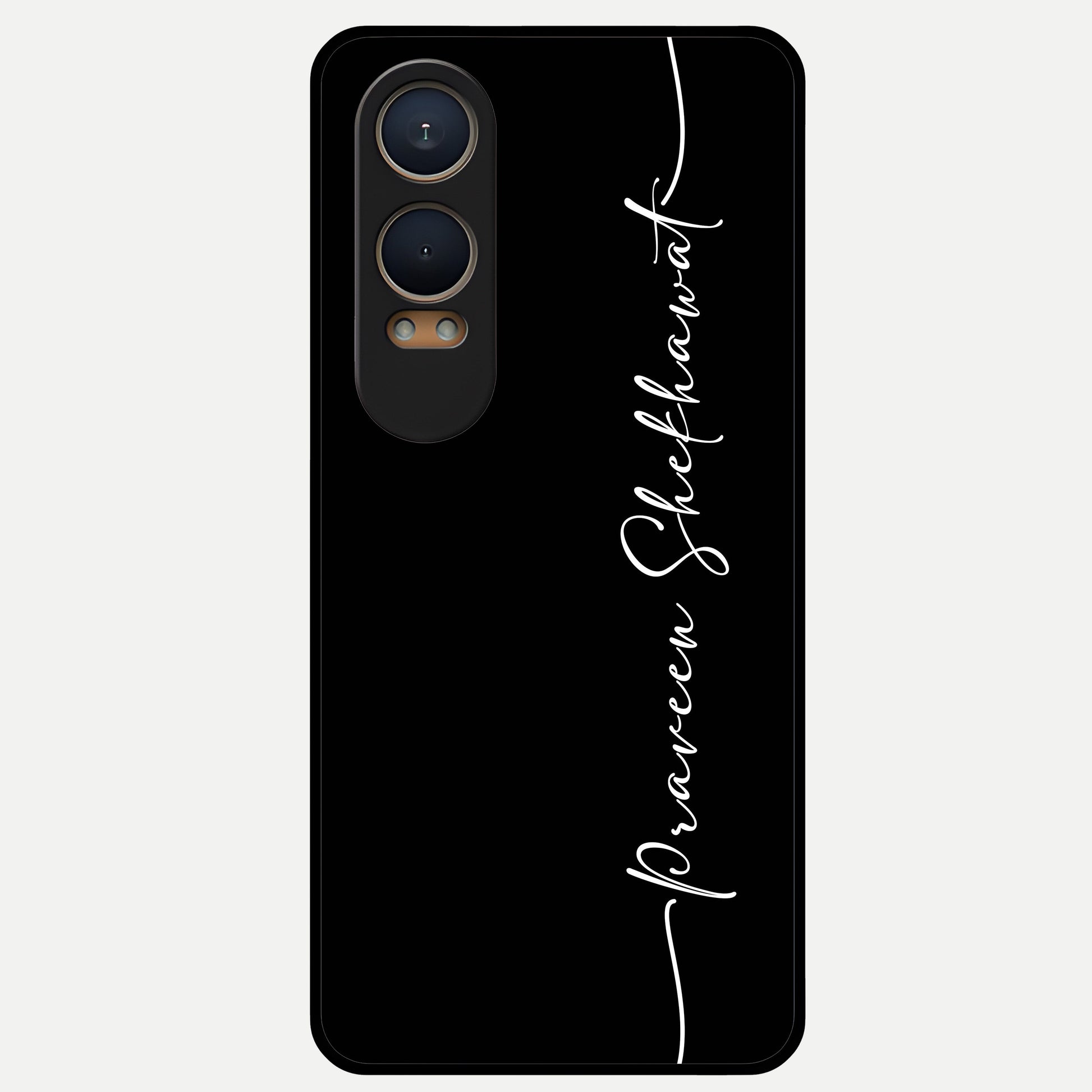  Black Tune Custom Name Glass Case For Oneplus Nord CE4 Lite back cover – full design glossy printed glass finish