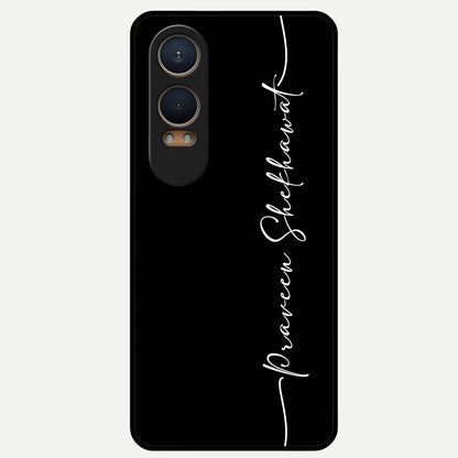  Black Tune Custom Name Glass Case For Oneplus Nord CE4 Lite back cover – full design glossy printed glass finish