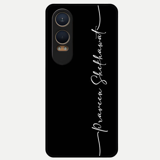  Black Tune Custom Name Glass Case For Oneplus Nord CE4 Lite back cover – full design glossy printed glass finish