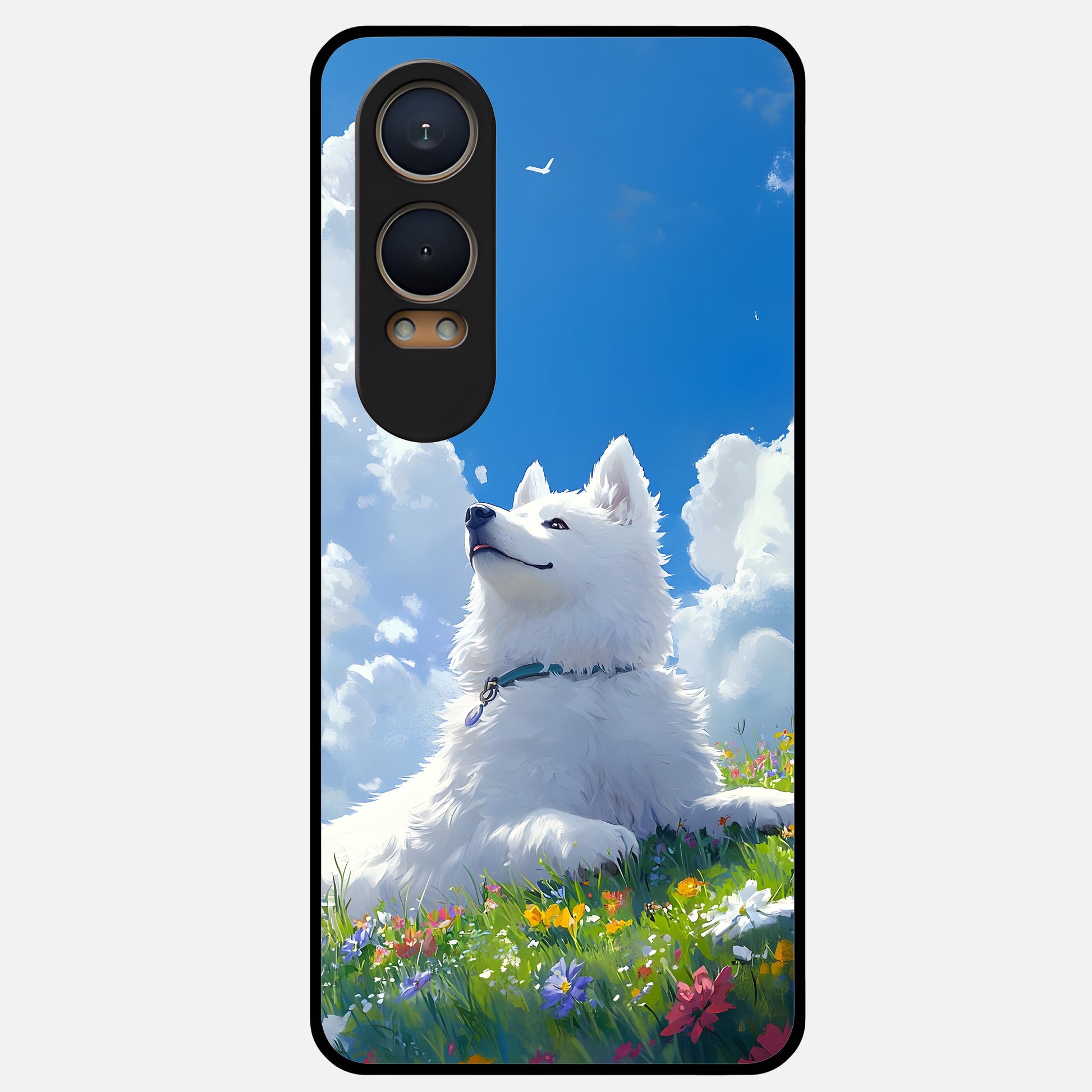  Blissful Cloud Pup Glass Case For Oneplus Nord CE4 Lite back cover – full design glossy printed glass finish