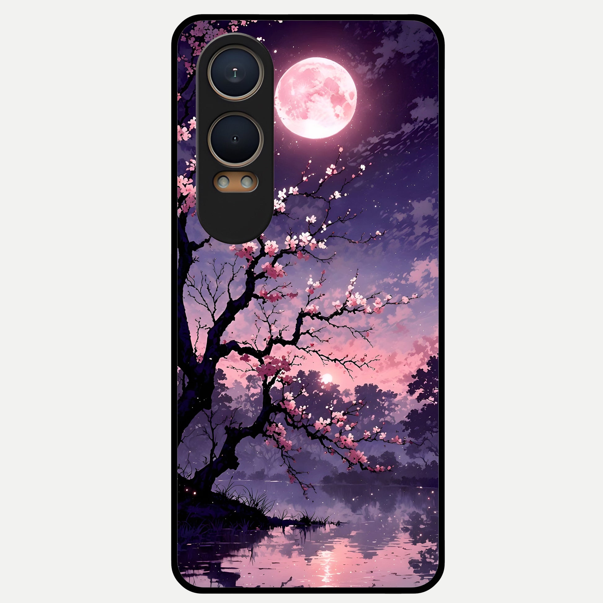  Blossom Pink Moon Glass Case For Oneplus Nord CE4 Lite back cover – full design glossy printed glass finish