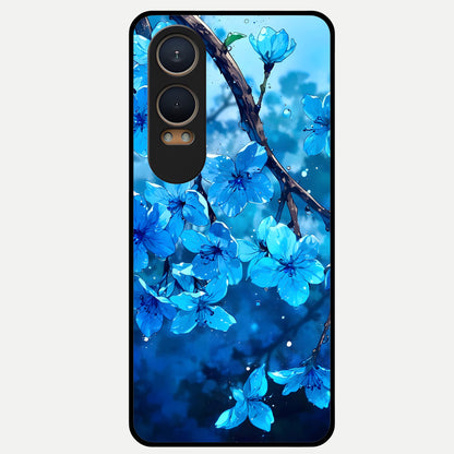  Blue Blossoms Branch Glass Case For Oneplus Nord CE4 Lite back cover – full design glossy printed glass finish