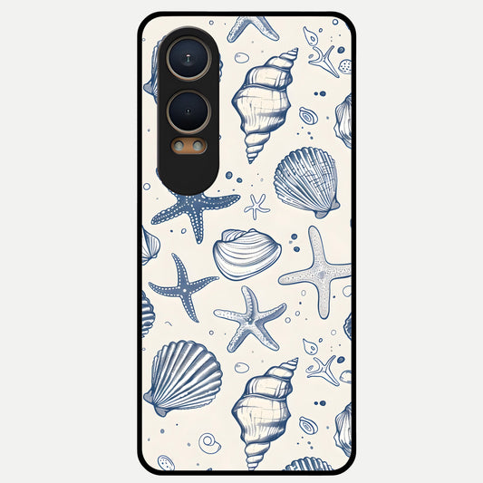  Blue Ocean Outline Glass Case For Oneplus Nord CE4 Lite back cover – full design glossy printed glass finish
