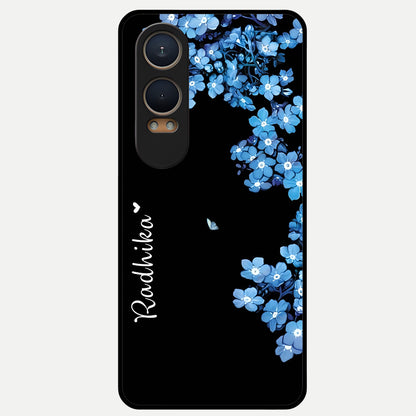  Blue Petal Dream Custom Name Glass Case For Oneplus Nord CE4 Lite back cover – full design glossy printed glass finish