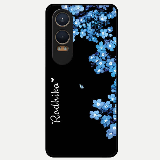  Blue Petal Dream Custom Name Glass Case For Oneplus Nord CE4 Lite back cover – full design glossy printed glass finish