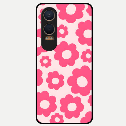  Blush Flower Pop Glass Case For Oneplus Nord CE4 Lite back cover – full design glossy printed glass finish