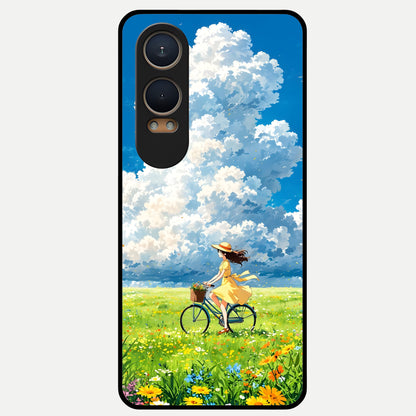  Breezy Meadow Ride Glass Case For Oneplus Nord CE4 Lite back cover – full design glossy printed glass finish
