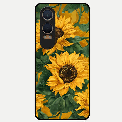  Bright Sunflower Bloom Glass Case For Oneplus Nord CE4 Lite back cover – full design glossy printed glass finish