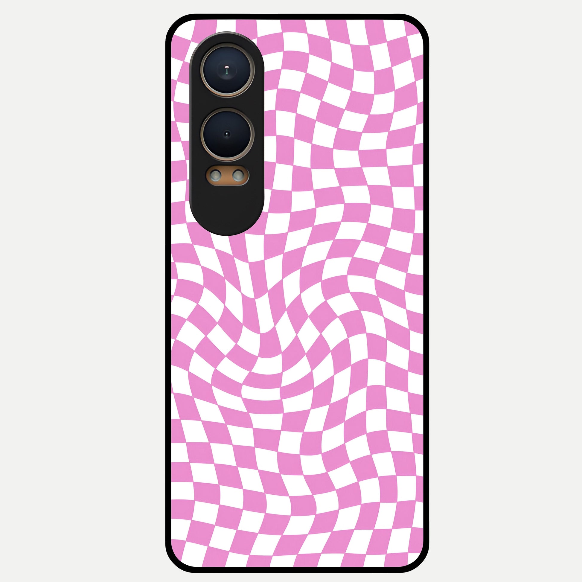  Bubblegum Check Wave Glass Case For Oneplus Nord CE4 Lite back cover – full design glossy printed glass finish