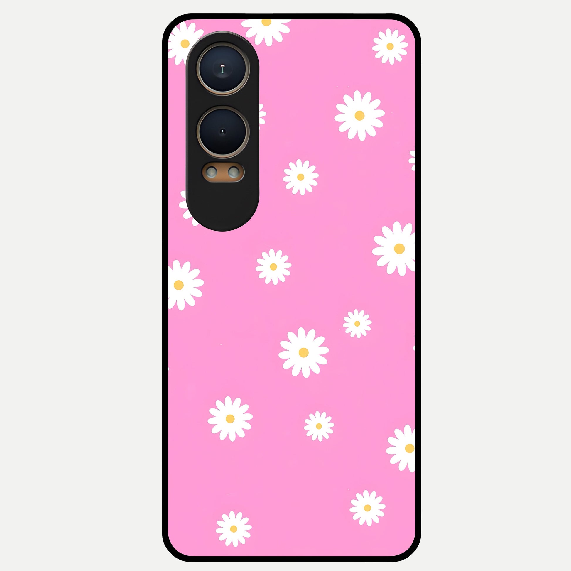  Bubblegum Daisy Pop Glass Case For Oneplus Nord CE4 Lite back cover – full design glossy printed glass finish