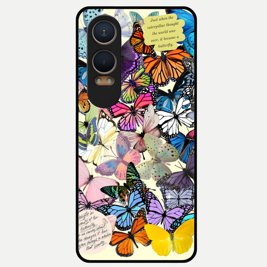 Butterflies Petal Dream Glass Case For Oneplus Nord CE4 Lite back cover – full design glossy printed glass finish