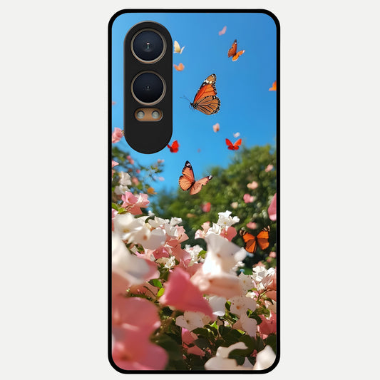  Butterflies In Bloom Sky Glass Case For Oneplus Nord CE4 Lite back cover – full design glossy printed glass finish