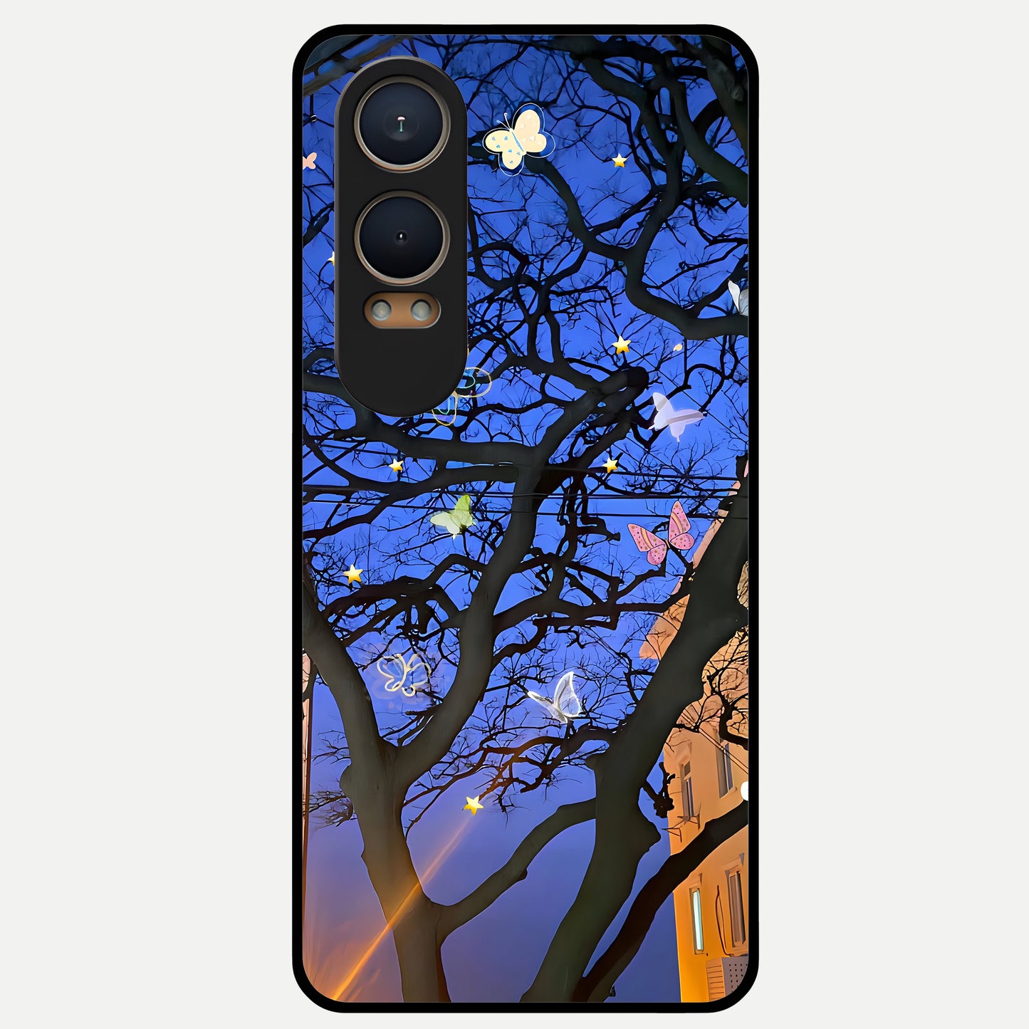  Butterfly Night Magic Glass Case For Oneplus Nord CE4 Lite back cover – full design glossy printed glass finish