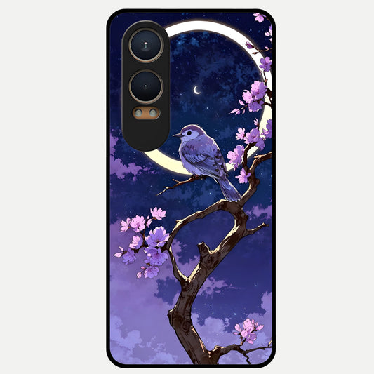  Celestial Bird Blossom Glass Case For Oneplus Nord CE4 Lite back cover – full design glossy printed glass finish