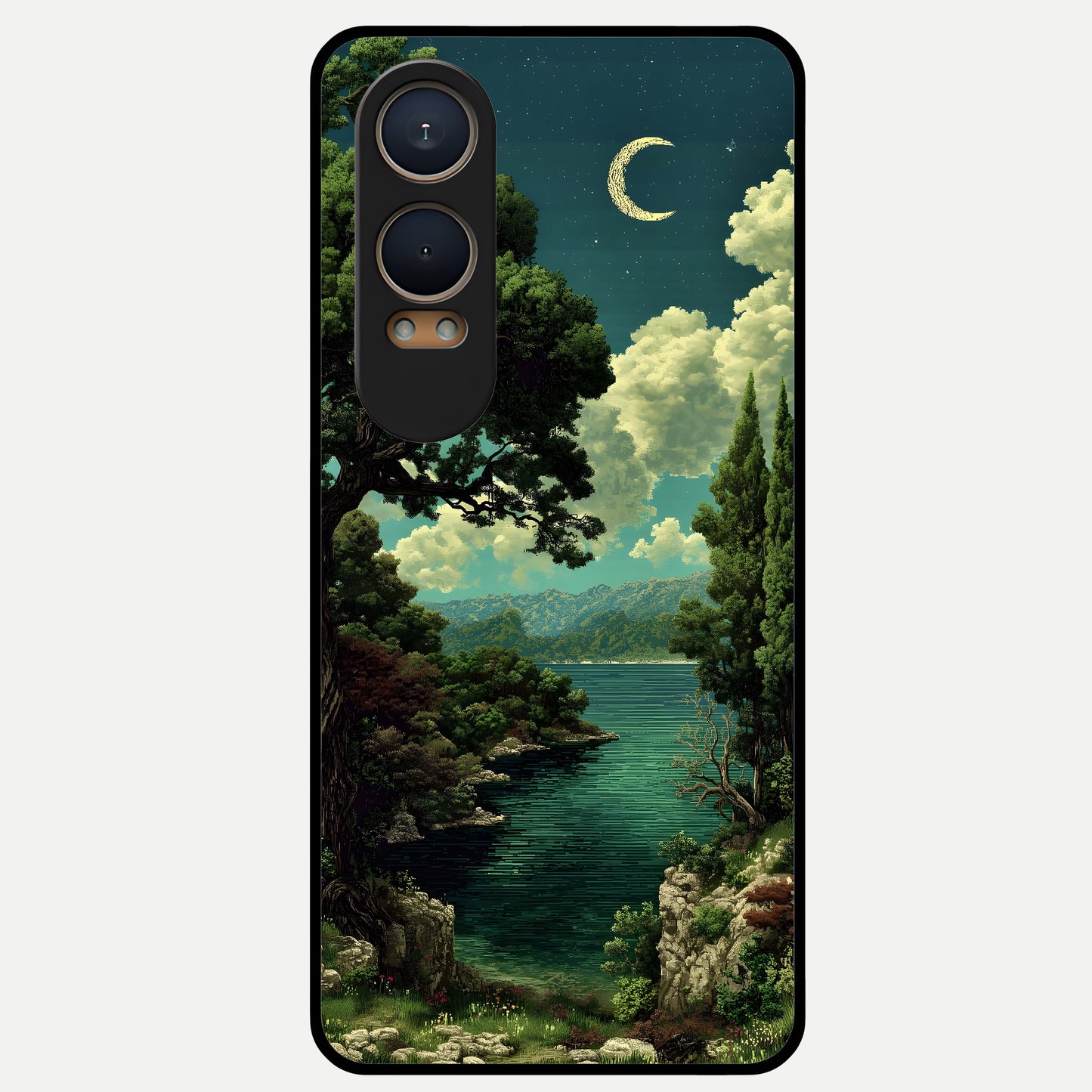  Celestial Lake Peace Glass Case For Oneplus Nord CE4 Lite back cover – full design glossy printed glass finish