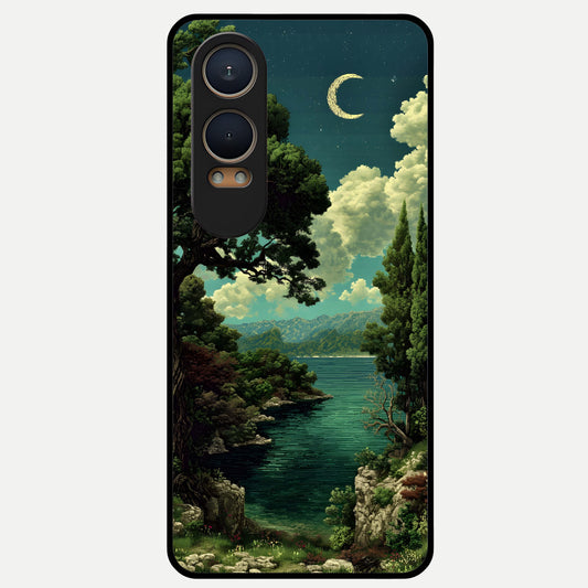  Celestial Lake Peace Glass Case For Oneplus Nord CE4 Lite back cover – full design glossy printed glass finish