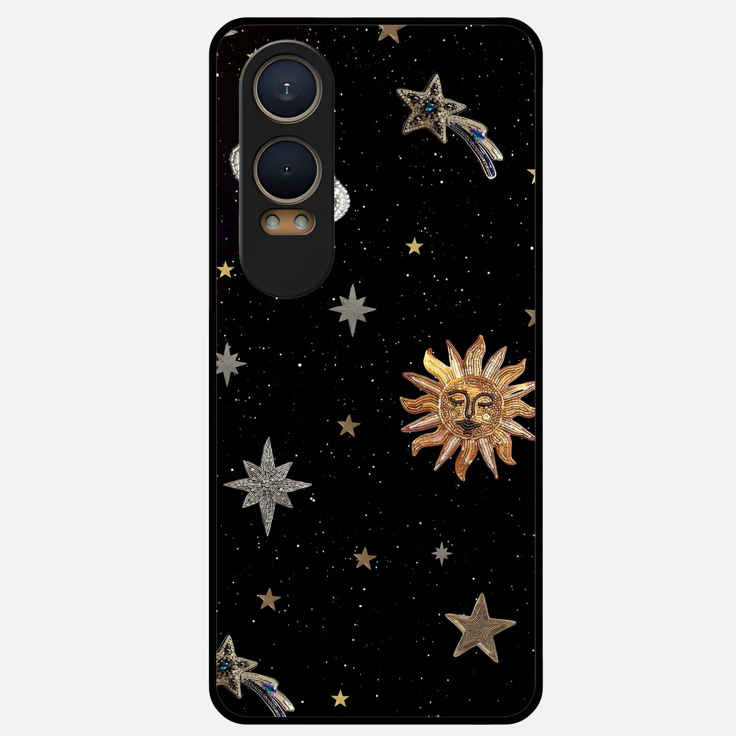  Celestial Moon With Stars Glass Case For Oneplus Nord CE4 Lite back cover – full design glossy printed glass finish