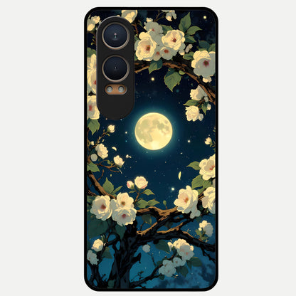  Celestial Moon And Flower Glass Case For Oneplus Nord CE4 Lite back cover – full design glossy printed glass finish
