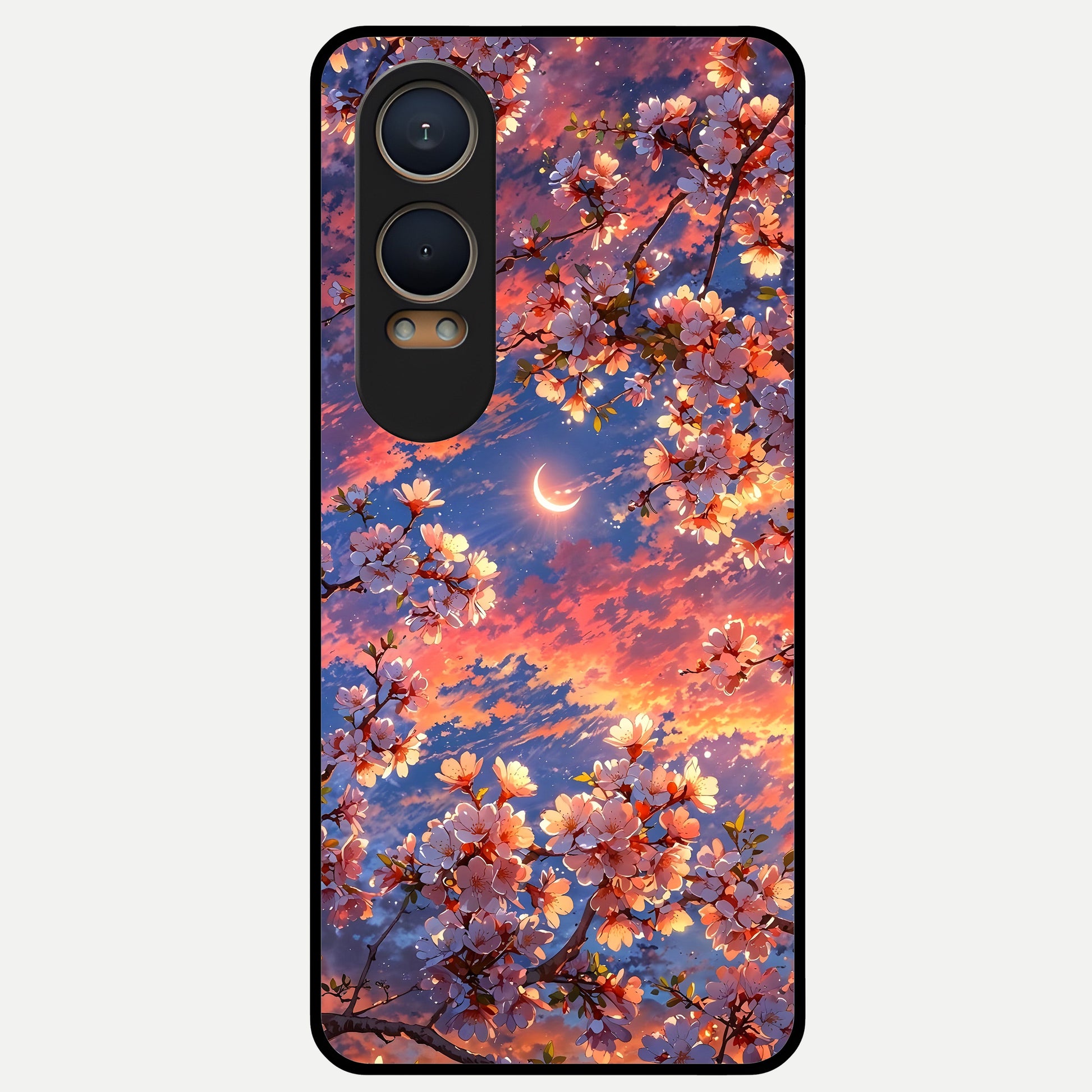  Celestial Sakura Sunset Glass Case For Oneplus Nord CE4 Lite back cover – full design glossy printed glass finish