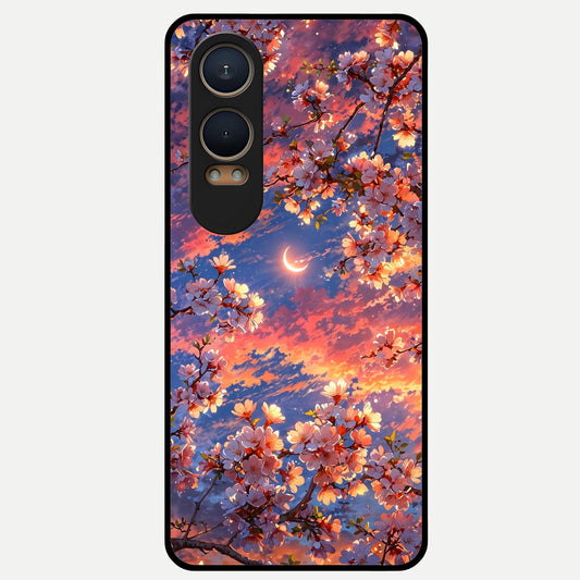  Celestial Sakura Sunset Glass Case For Oneplus Nord CE4 Lite back cover – full design glossy printed glass finish