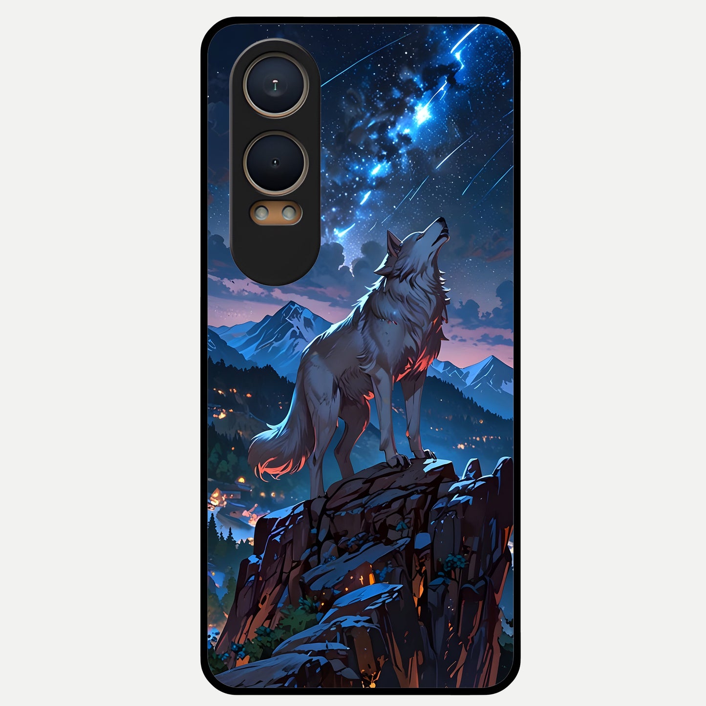  Celestial Wolf Howl Glass Case For Oneplus Nord CE4 Lite back cover – full design glossy printed glass finish