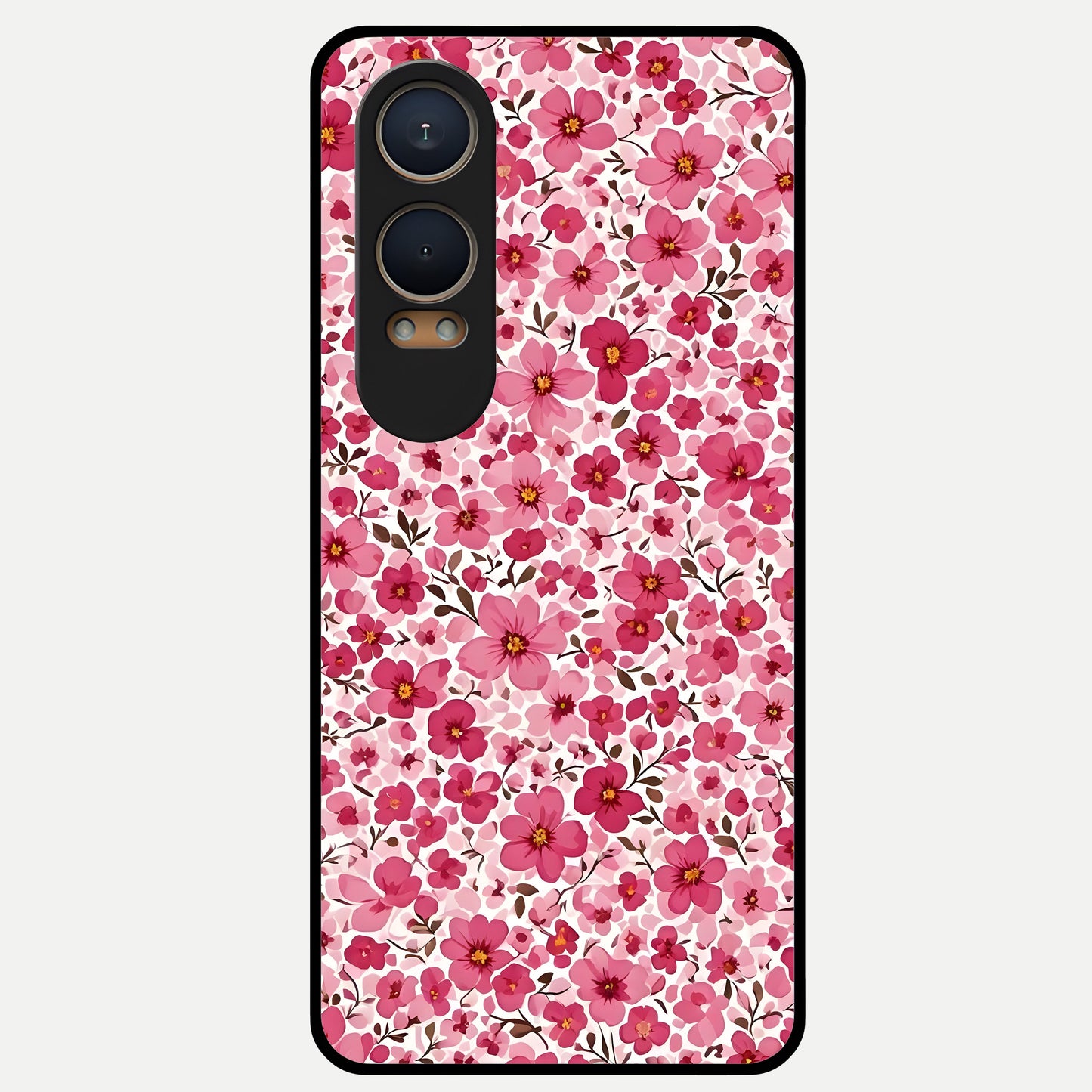  Cherry Blossom Charm Glass Case For Oneplus Nord CE4 Lite back cover – full design glossy printed glass finish