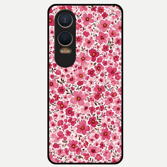  Cherry Blossom Charm Glass Case For Oneplus Nord CE4 Lite back cover – full design glossy printed glass finish