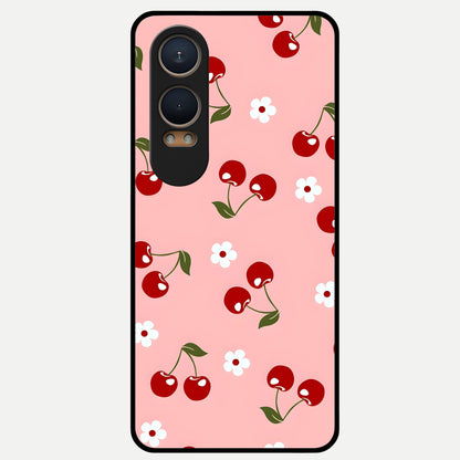 Cherry Love Mood Glass Case For Oneplus Nord CE4 Lite back cover – full design glossy printed glass finish