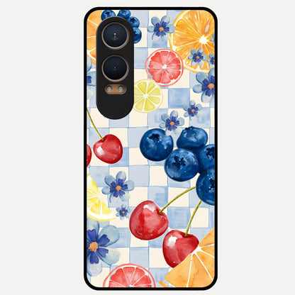  Citrus Bloom Joy Glass Case For Oneplus Nord CE4 Lite back cover – full design glossy printed glass finish