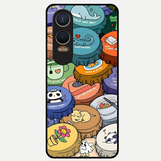  Coins Patterns Glass Case For Oneplus Nord CE4 Lite back cover – full design glossy printed glass finish