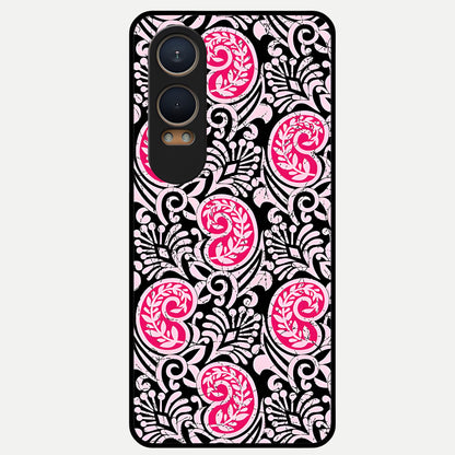  Crimson Paisley Charm Glass Case For Oneplus Nord CE4 Lite back cover – full design glossy printed glass finish