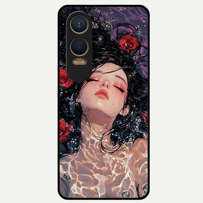  Crimson Rose Serenity Glass Case For Oneplus Nord CE4 Lite back cover – full design glossy printed glass finish
