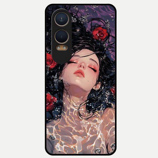  Crimson Rose Serenity Glass Case For Oneplus Nord CE4 Lite back cover – full design glossy printed glass finish