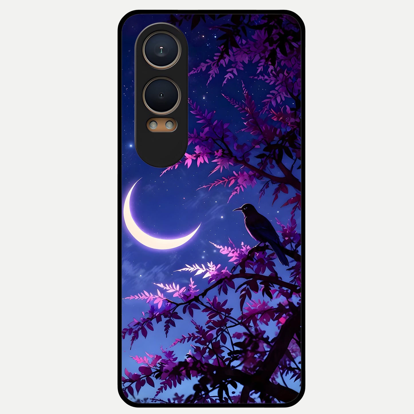  Crow And Moon Scenery Glass Case For Oneplus Nord CE4 Lite back cover – full design glossy printed glass finish