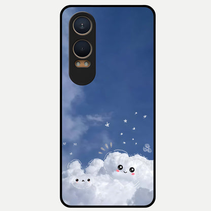  Cute Blossom Cloud Glass Case For Oneplus Nord CE4 Lite back cover – full design glossy printed glass finish