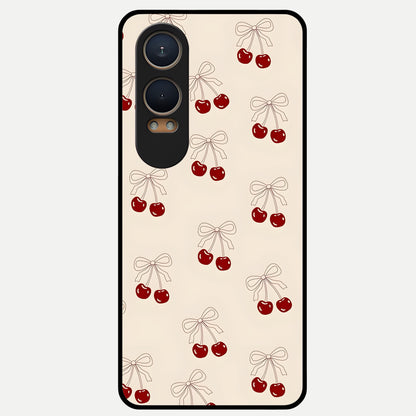  Cute Cherry Pattern Glass Case For Oneplus Nord CE4 Lite back cover – full design glossy printed glass finish