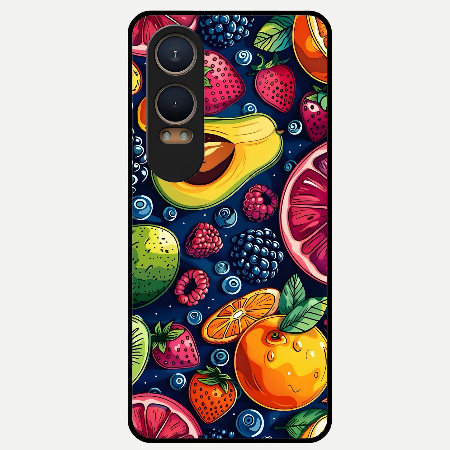  Cute Fruits Art Glass Case For Oneplus Nord CE4 Lite back cover – full design glossy printed glass finish