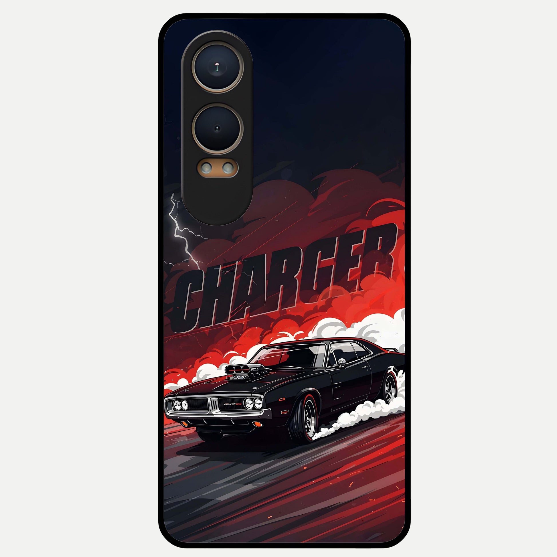  Dark Charger Fury Glass Case For Oneplus Nord CE4 Lite back cover – full design glossy printed glass finish