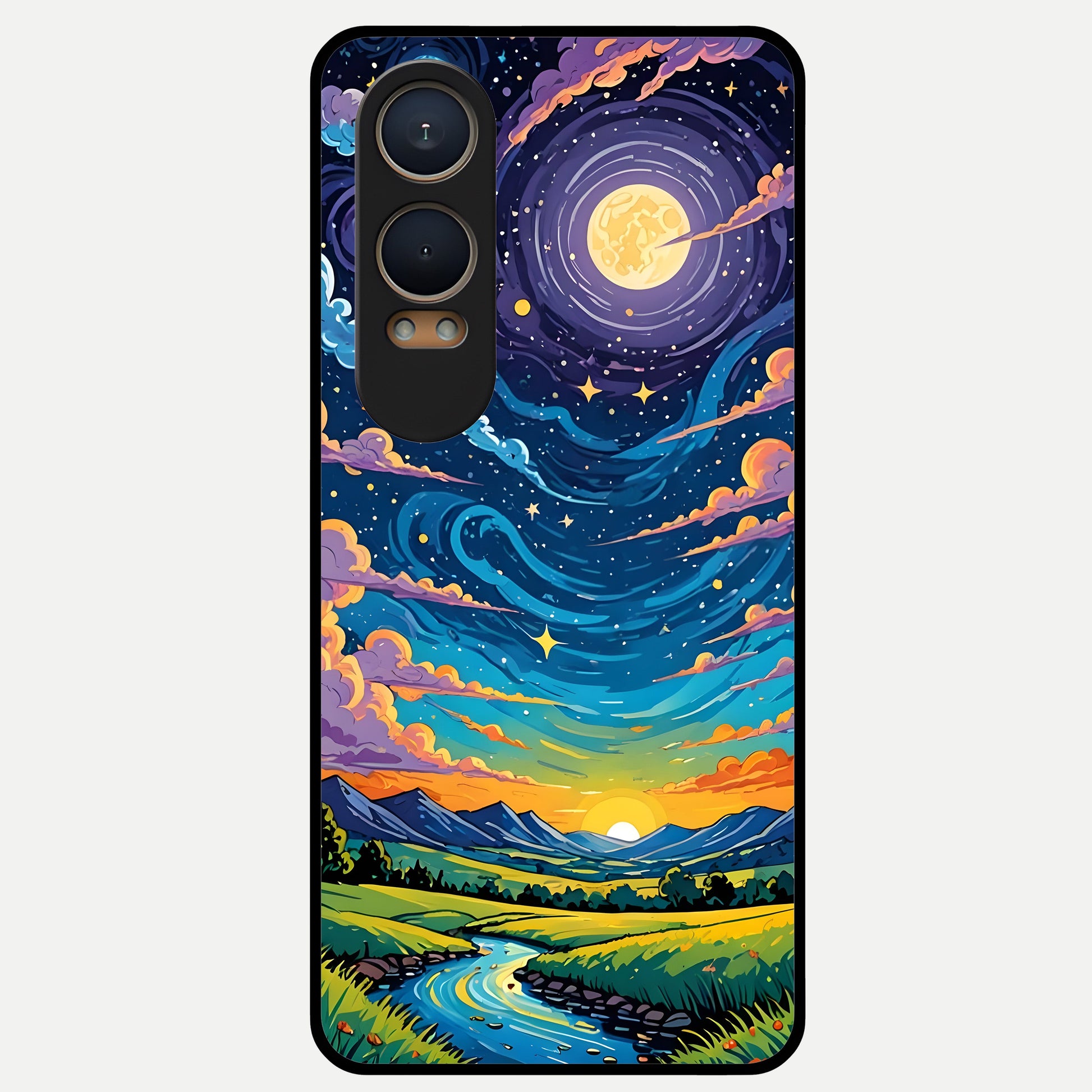  Dreamy Night Landscape Glass Case For Oneplus Nord CE4 Lite back cover – full design glossy printed glass finish