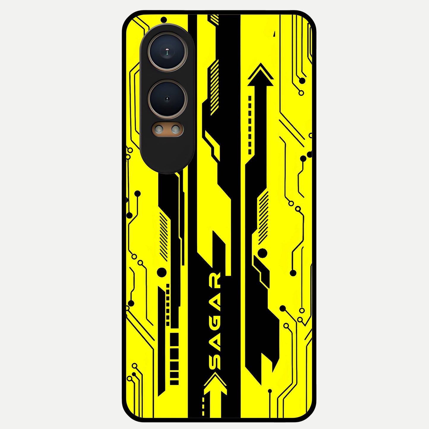  Electric Pulse CYBERPUNK Custom Name Glass Case For Oneplus Nord CE4 Lite back cover – full design glossy printed glass finish