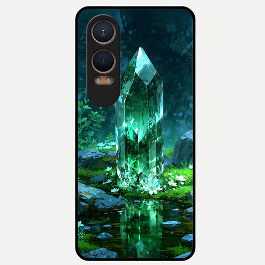  Emerald Light Crystal Glass Case For Oneplus Nord CE4 Lite back cover – full design glossy printed glass finish