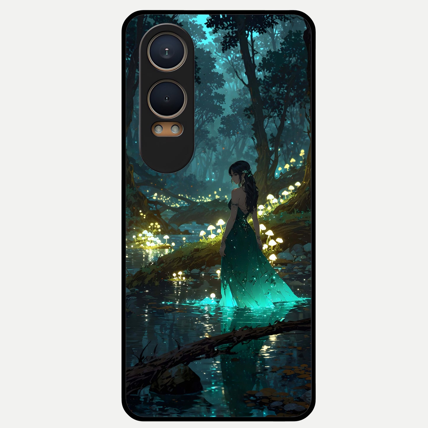  Enchanted Forest Glow Glass Case For Oneplus Nord CE4 Lite back cover – full design glossy printed glass finish