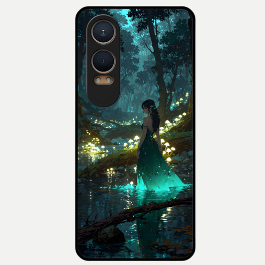  Enchanted Forest Glow Glass Case For Oneplus Nord CE4 Lite back cover – full design glossy printed glass finish