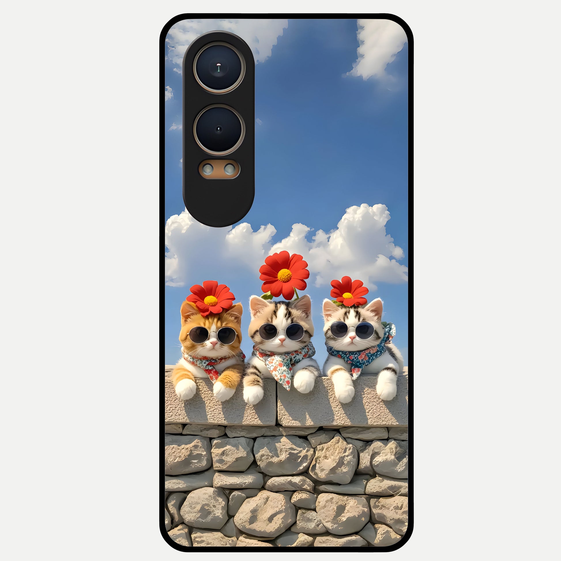  Floral Kitty Squad Glass Case For Oneplus Nord CE4 Lite back cover – full design glossy printed glass finish
