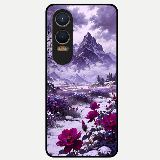  Flower Mountain View Glass Case For Oneplus Nord CE4 Lite back cover – full design glossy printed glass finish