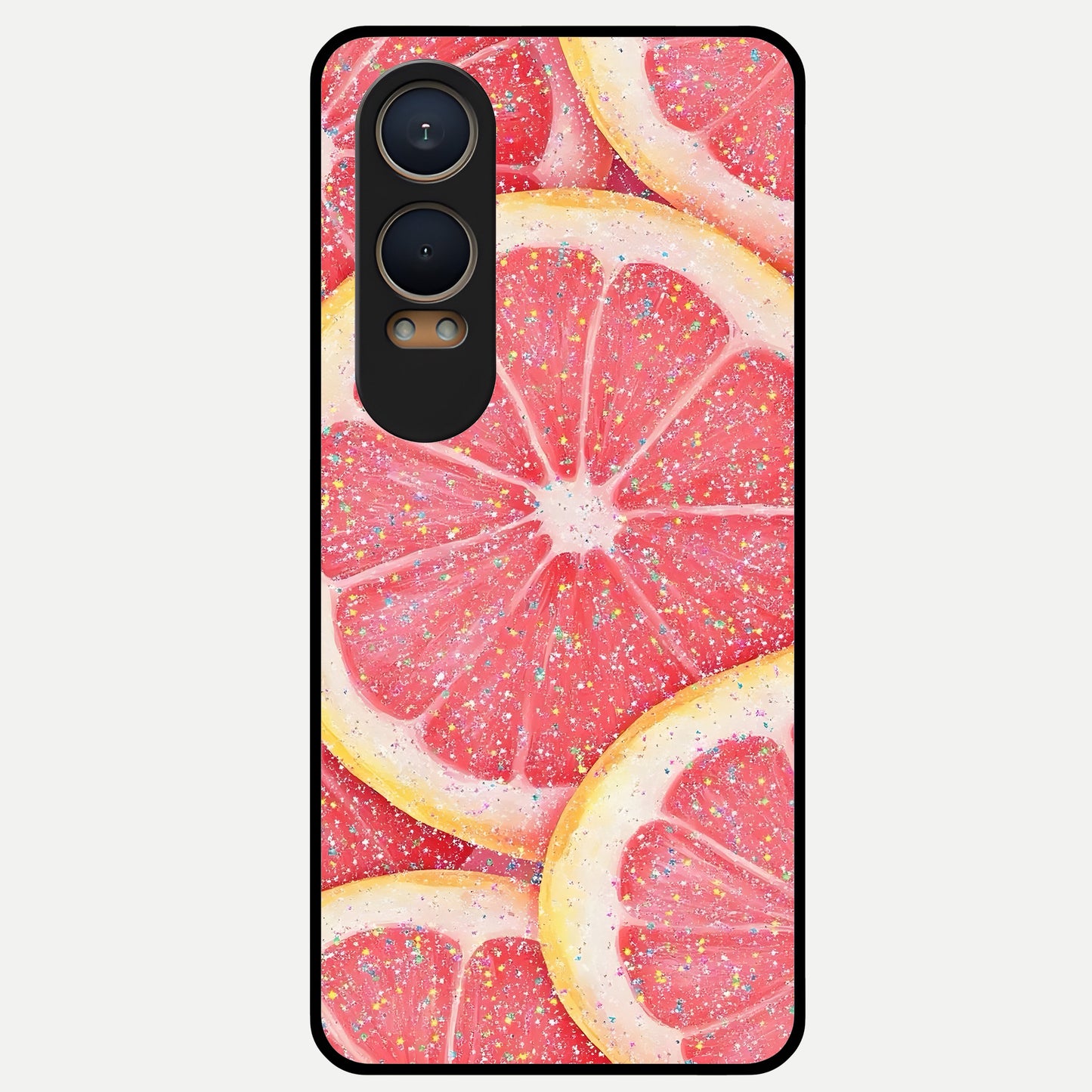  Glitter Grapefruit Glass Case For Oneplus Nord CE4 Lite back cover – full design glossy printed glass finish
